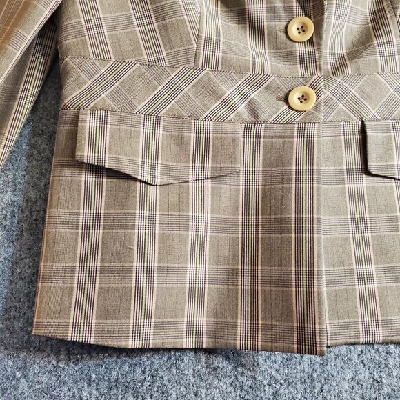 Vintage  I.e Adult Women Business Blazer Jacket Brown Striped Size 8 - Picture 6 of 12